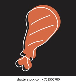 Chicken leg icon vector illustration for design and web isolated on black background. Chicken leg vector object for labels