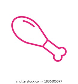 Chicken Leg Icon is vector icon. Pictogram outline sign in flat, line design,  isolated on white for web. Symbol illustration for logo, web store. Editable stroke