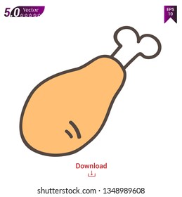 chicken leg icon vector.illustration