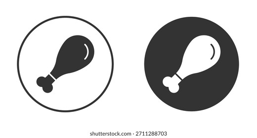 Concepto de iconos de pierna de pollo en versiones sólidas. Estilo de diseño plano.