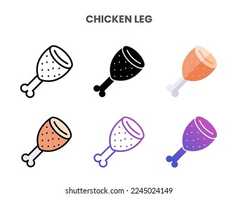 Chicken Leg icons vector illustration set line  flat  glyph  outline color gradient  Great for web  app  presentation   more  Editable stroke   pixel perfect 