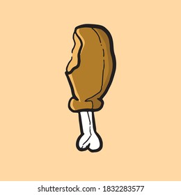 Chicken leg illustration. Cartoon illustration.