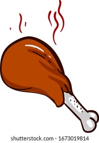 Chicken leg, illustration, vector on white background.