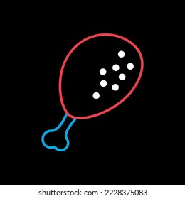 Chicken leg isolated on dark background icon. Farm animal sign. Graph symbol for your web site design, logo, app, UI. Vector illustration