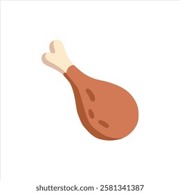 Chicken leg isolated on white background. Vector illustration of poultry leg. 