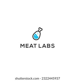 Chicken leg with lab logo design vector template	
