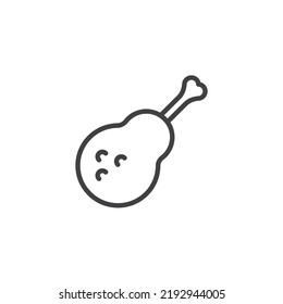 Hühnerschenkelsymbol. lineares Stilzeichen für mobiles Konzept und Webdesign. Roasted Hühnerschenkel Umriss Vektorsymbol. Symbol, Logo-Abbildung. Vektorgrafik
