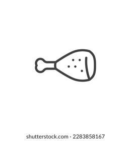 Chicken leg line icon. linear style sign for mobile concept and web design. Chicken drumstick outline vector icon. Fast food symbol, logo illustration. Vector graphics