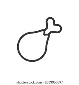 Hühnerschenkelsymbol. Web-Symbol für Web und Apps. Unterschreiben Sie Design im Rahmenstil. Hühnerbein-Schlagobjekt.