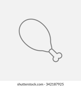 Chicken leg line icon for web, mobile and infographics. Vector dark grey icon isolated on light grey background.
