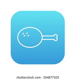 Chicken leg line icon for web, mobile and infographics. Vector white icon on the blue gradient square with rounded corners isolated on white background.