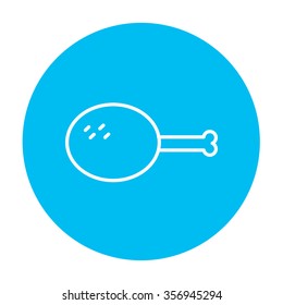 Icono de línea de pierna de pollo para web, móvil e infografía. Icono de blanco vector en el círculo azul claro aislado en fondo blanco.