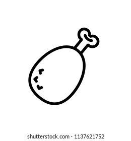 Chicken leg. Line vector. Isolate on white background.