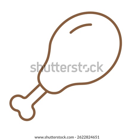 Chicken leg linear icon isolated on transparent background. Grilled chicken leg line icon. Grill or BBQ icon. Roasted chicken leg icon. Editable Stroke.