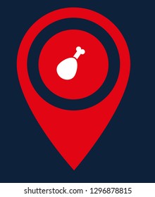chicken leg and map pin. logo concept. Designed for your web site design, logo, app, UI
