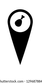 chicken leg and map pin. logo concept. Designed for your web site design, logo, app, UI