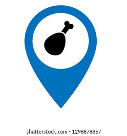 chicken leg and map pin. logo concept. Designed for your web site design, logo, app, UI