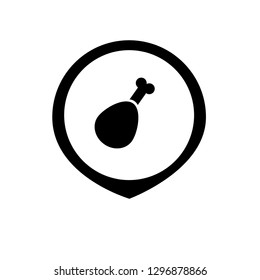 chicken leg and map pin. logo concept. Designed for your web site design, logo, app, UI