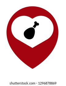 chicken leg and map pin. logo concept. Designed for your web site design, logo, app, UI