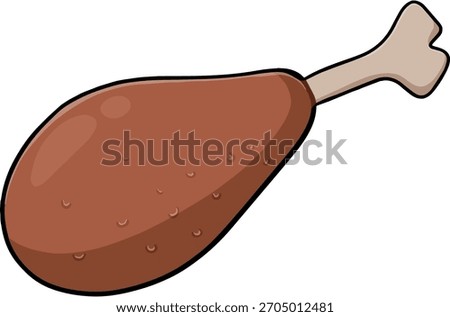 Chicken leg with meat and bone for eating doodle line cartoon