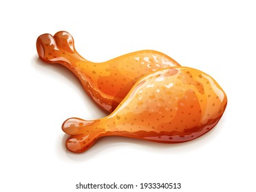 Chicken leg. Meat food. Isolated on white background. Eps10 vector illustration.