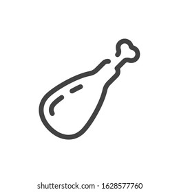 Chicken leg outline icon. Vector illustration.