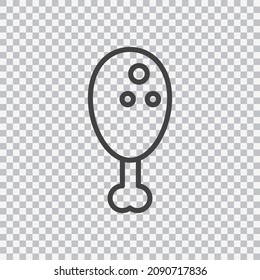 Chicken leg outline icon. Vector isolated on transparent background.