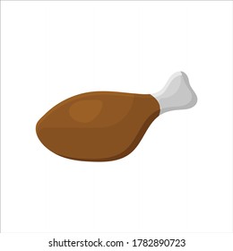 Icono plano de la pierna de pollo Icono de 3d