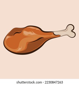 chicken leg piece isolated vector illustration