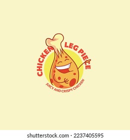 Chicken leg piece juicy and crispy vector logo design.