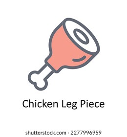 Chicken Leg Piece Vector      Fill outline Icons. Simple stock illustration stock