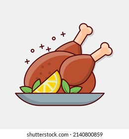 chicken leg piece Vector illustration on a transparent background.Premium quality symbols. vector line flat  icon for concept and graphic design.