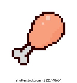 chicken leg pixel icon flat