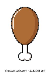chicken leg pixel icon isolated
