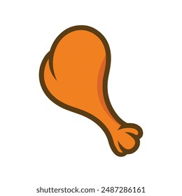 Chicken leg roast color food icon cook fresh animal tasty hot design.