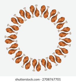 Fondo de Ilustración vectorial de patrón circular sin fisuras de pierna de pollo 