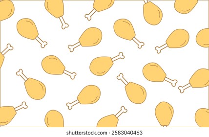 Chicken leg Seamless pattern Design Template. Perfect for design menu cafe, bistro, restaurant, label and packaging.