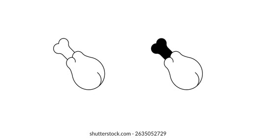 chicken leg set icon with white background vector stock illustration
