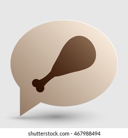 Chicken leg sign. Brown gradient icon on bubble with shadow.