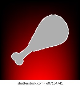Chicken leg sign. Postage stam or old photo style on red-black gradient background.
