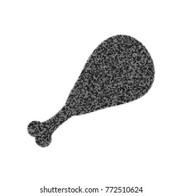 Chicken leg sign. Vector. Black icon from many ovelapping circles with random opacity on white background. Noisy. Isolated.