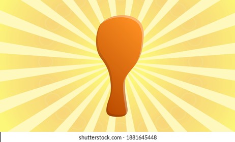 Hühnerschenkelschild. Vektorgrafik. Dunkelrotes Symbol auf Zitronenchiffonblase auf rotem Popart-Hintergrund mit Rochen