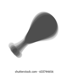 Chicken leg sign. Vector. Gray icon shaked at white background.