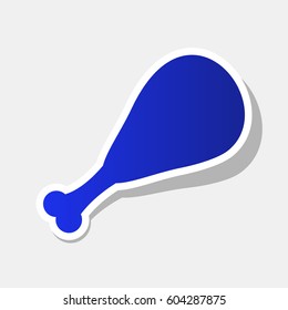 Chicken leg sign. Vector. New year bluish icon with outside stroke and gray shadow on light gray background.
