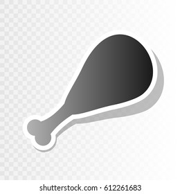 Chicken leg sign. Vector. New year blackish icon on transparent background with transition.
