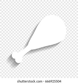 Chicken leg sign. Vector. White icon with soft shadow on transparent background.