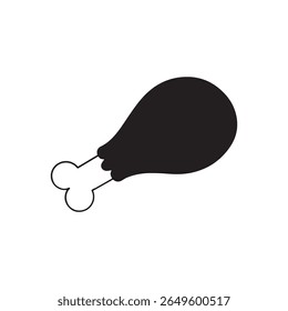 Chicken leg silhouette vector icon isolated on white background