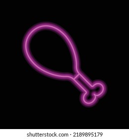 Chicken leg simple icon vector. Flat design. Purple neon on black background.ai