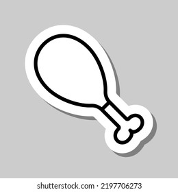 Chicken leg simple icon vector. Flat design. Sticker with shadow on gray background.ai