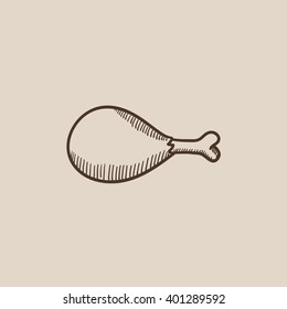 Chicken leg sketch icon.